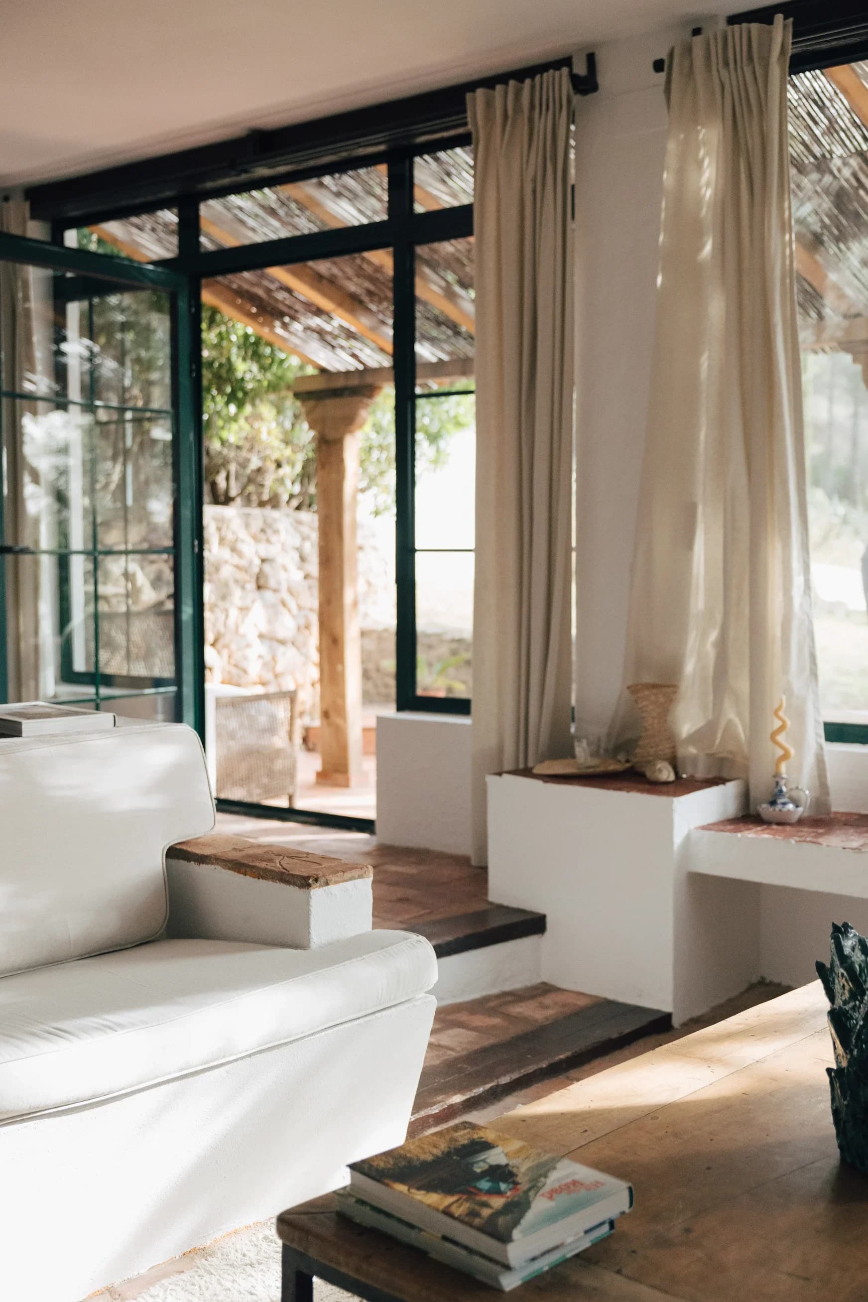 Living room with pergola view